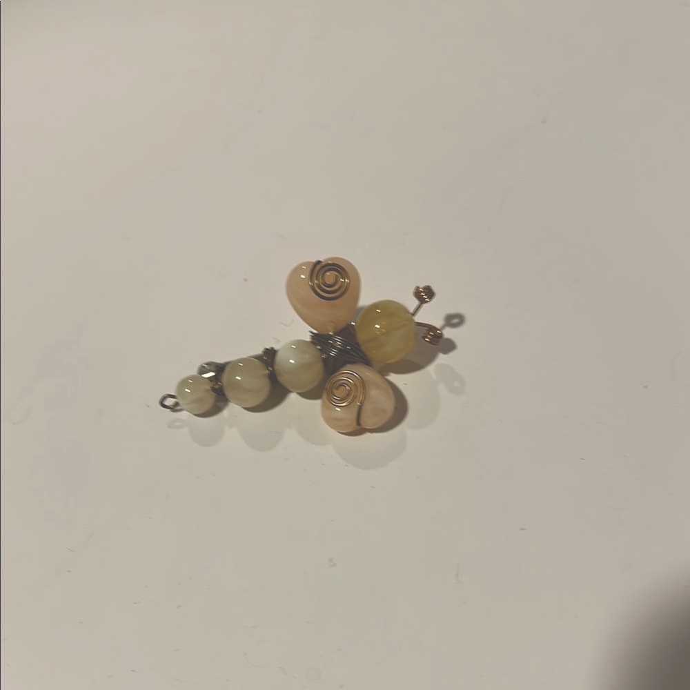 Elegant Beaded Butterfly Brooch Pin